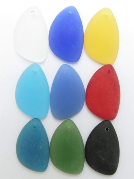 Bead Supplies Cultured Sea Glass PENDANTS 36x24mm 9 pc necklace pendant for making jewelry