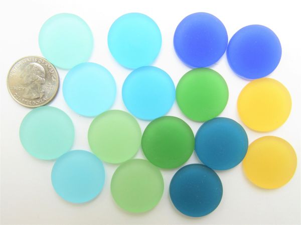 Bead Supplies Cultured Sea Glass Cabachons 25mm Assorted Pairs Undrilled NOT Drilled for making jewelry