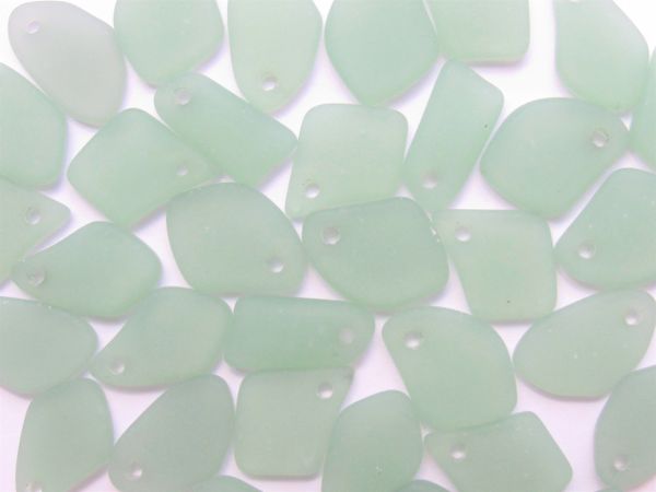 Bead Supply Cultured Sea Glass PENDANTS 50 pc Opaque Seafoam Green Small 1/2" - 5/8" Flat Freeform 13-15mm Top Drilled