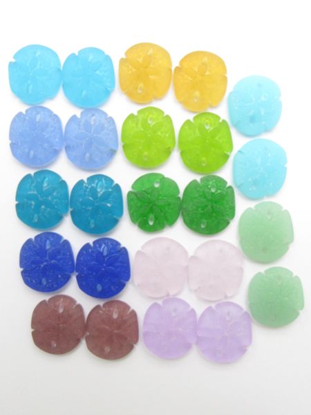 Sand Dollar PENDANTS 21x19mm assorted pairs 24 pc for making jewelry