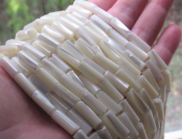 Bead Supplies Mother of PEARL BEADS 14x6mm tube bead cylinder Natural White MOP Shell for making jewelry