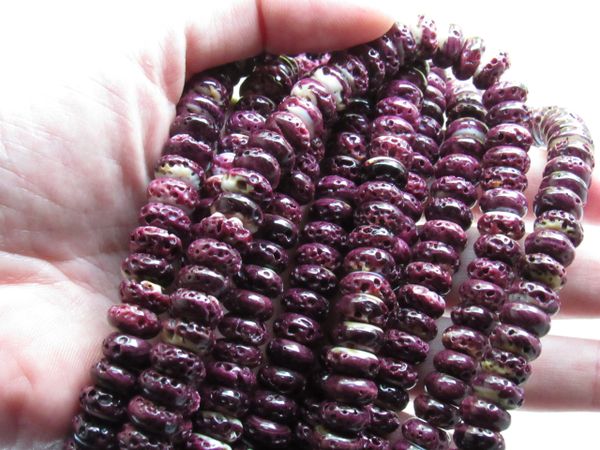 Bead Supplies Purple Spiny Oyster SHELL BEADS 10mm Rondelles from Sea of Cortez natural for making jewelry