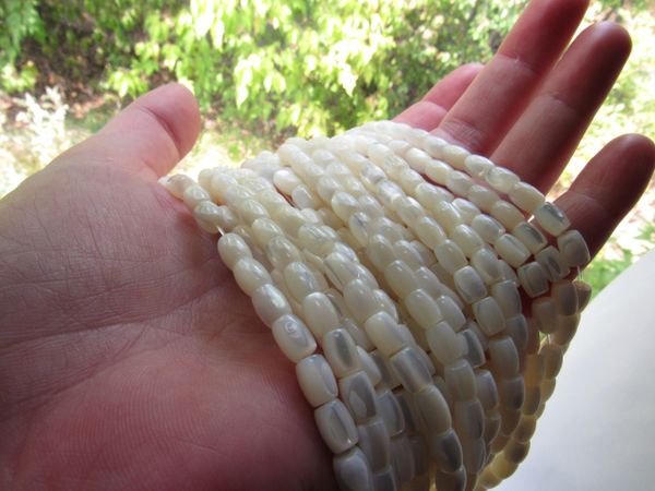 Bead Supply Trochus SHELL BEADS 7x5mm barrel Natural White Shell for making jewelry