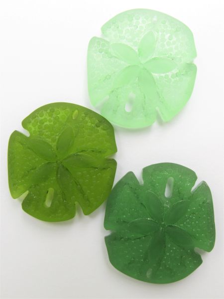 Bead Supply Sand Dollar PENDANTS 40x36mm Large Sand Dollar Assorted Green Cultured Sea Glass 3 pc necklace pendant lot