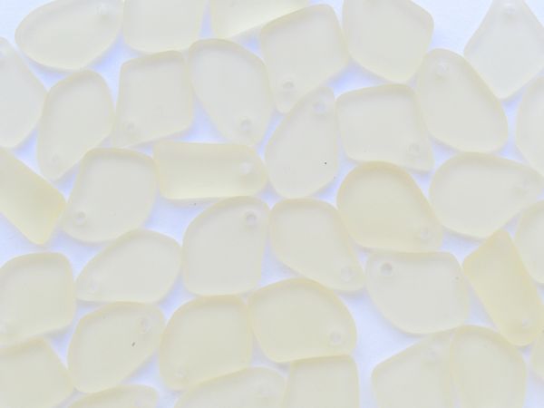 Cultured Sea Glass PENDANTS Lemon Yellow 15mm Top Drilled Flat Freeform frosted beads for making jewelry
