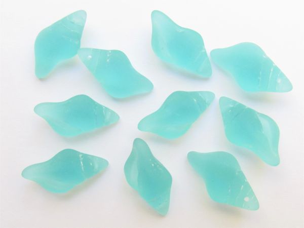 Bead Supply GLASS SHELL PENDANTS 26x12mm Autumn Green Top Drilled matte finish for making jewelry