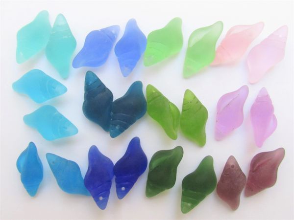 Bead Supply 24 pc GLASS PENDANTS 26x12mm Assorted top drilled pairs blue green purple for making jewelry