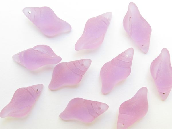 Glass Sea SHELL PENDANT 26x12mm Periwinkle light purple top drilled BEAD Supply for making jewelry