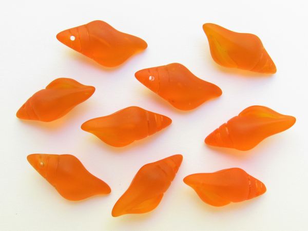 Bead Supply Sea SHELL PENDANTS 26x12mm Tangerine Orange top drilled conch frosted transparent for making jewelry