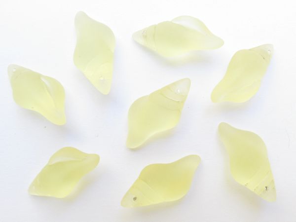 Bead Supply Cultured Sea Glass SHELL PENDANT 26x12mm Lemon Yellow top drilled conch frosted transparent for making jewelry