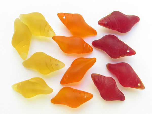 Bead Supplies PENDANTS 26x12mm Red Orange Yellow Drilled Assorted for making sea glass jewelry