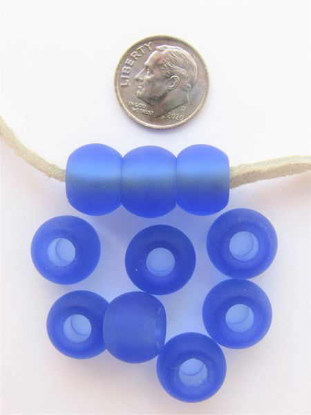 Bead Supply Frosted Glass BEADS Light Aqua 12.5mm Large Hole Pony Bead for making jewelry