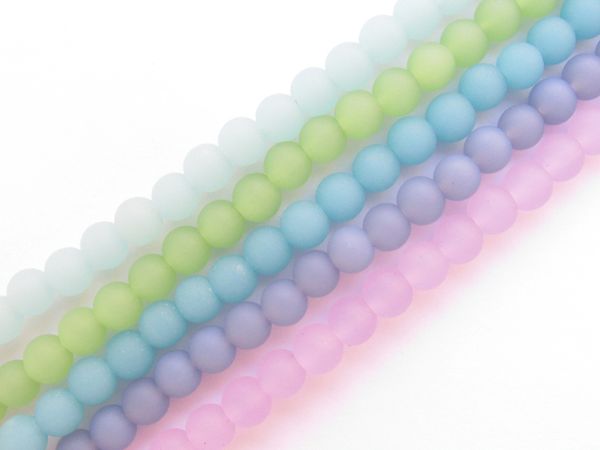 Bead Supplies Cultured Sea Glass Glass BEADS 6mm assorted Opaque frosted 5 Strands lot for making seaglass jewelry