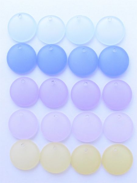Cultured Sea Glass PENDANTS 18mm Coin 20 pc ASSORTED top drilled bead supply