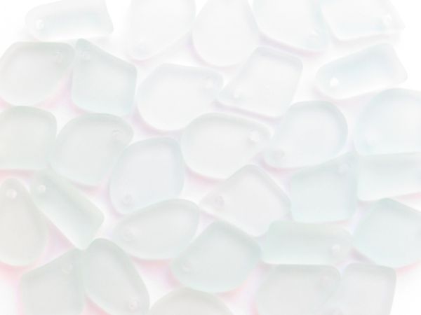Cultured Sea Glass PENDANTS 15mm Light Aqua Top Drilled Flat Freeform transparent frosted beads making jewelry bead designers supply