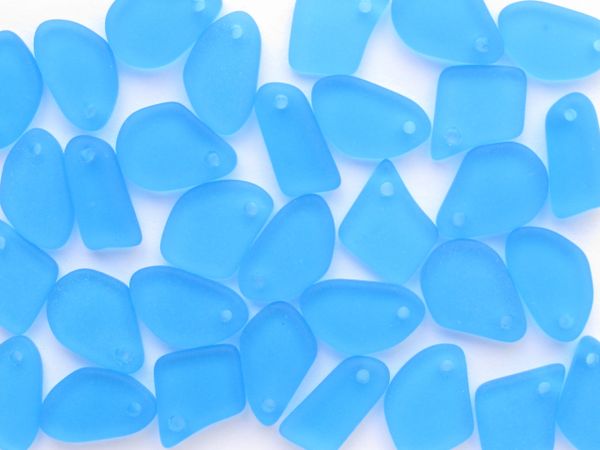 Bead Supplies Cultured Sea Glass PENDANTS 15mm Top Drilled Pacific Blue Flat Free form beads