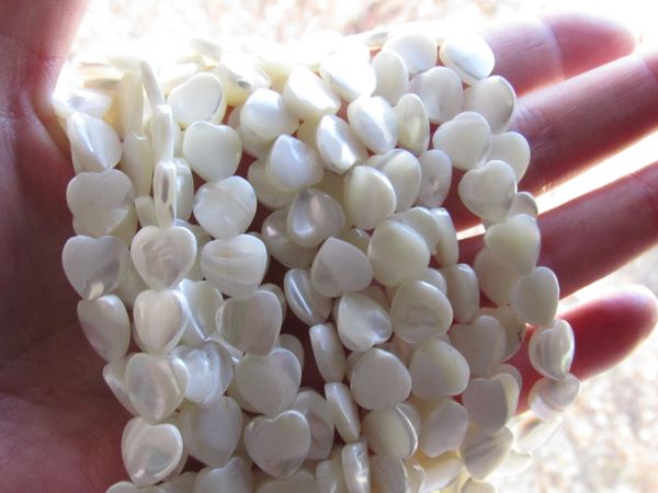 Bead Supply White TROCHUS Shell HEART BEADS 10x10mm Natural White Shell for making jewelry