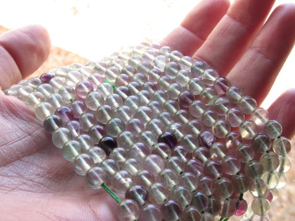 Fluorite BEADS 6mm Round 60 pc Strand Natural Multicolor bead strand for making jewelry