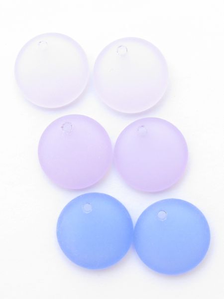 BEAD Supplies Cultured Sea Glass Pendants 18mm assorted Purple Pink pairs for making jewelry