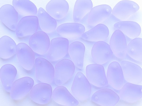 Bead Supplies Cultured Sea Glass PENDANTS 15mm small PEBBLES Periwinkle light purple drilled for making jewelry