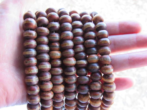 DZI Beads Genuine Agate 12x8mm Rondelles Strand banded Gemstone bead Tibet for making jewelry