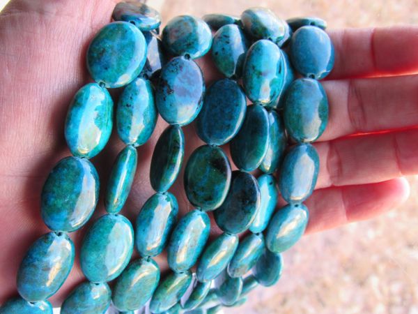 Genuine Chrysocolla BEADS 20x15mm Oval Blue Green 20 pc Strand whsl bulk hank supplies for making jewelry