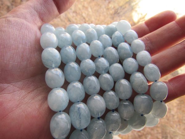 Bead Supply - Genuine Aquamarine BEADS Smooth Nugget 12-13 x10mm natural blue A grade Gemstone