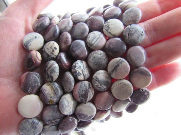 Porcelain Jasper BEADS Bead SUPPLY 14mm Puffed Coin multicolor gemstone strand for making jewelry