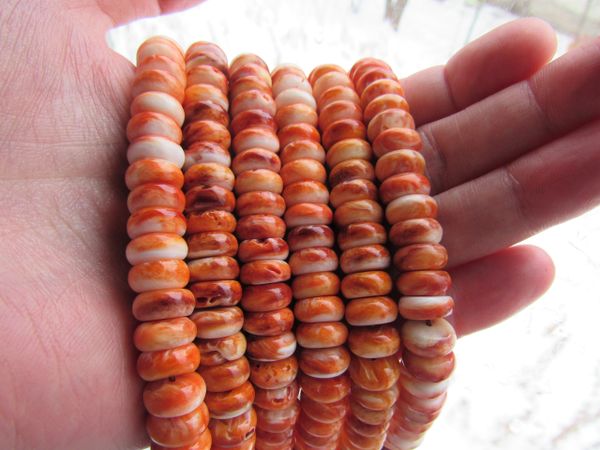 10mm Spiny Oyster SHELL BEADS Rondelles Natural Orange Genuine from Sea of Cortez quality bead supply making jewelry