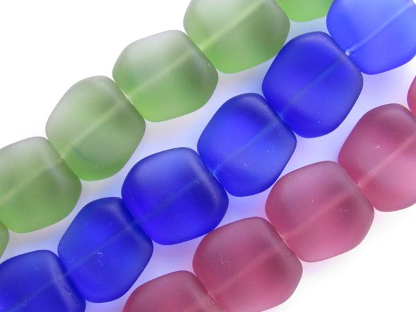 Bead Supply Cultured Sea Glass BEADS 18x17mm Square Nugget Bold assorted for making jewelry