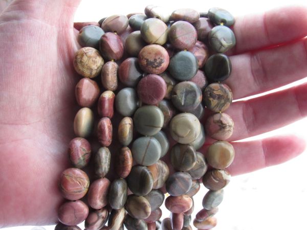 Natural PICASSO JASPER BEADS 12mm Coin strand multicolor gemstone bead supply for making jewelry