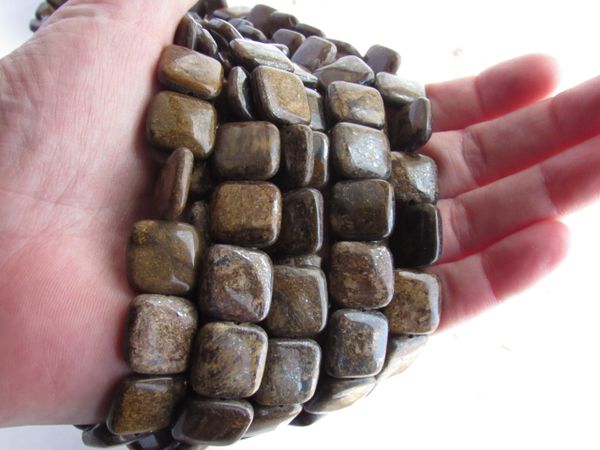 Bronzite BEADS 15mm square natural brown gemstone bead supply for making jewelry