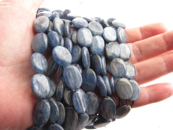 Blue KYANITE BEADS 16x12mm Oval Natural Gemstone strand bead supply for making jewelry