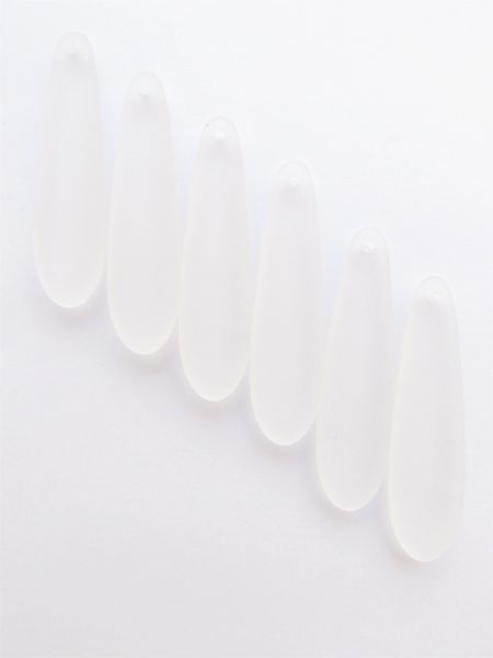bead supply Cultured Sea Glass PENDANTS 38x10mm long teardrop CLEAR for making jewelry