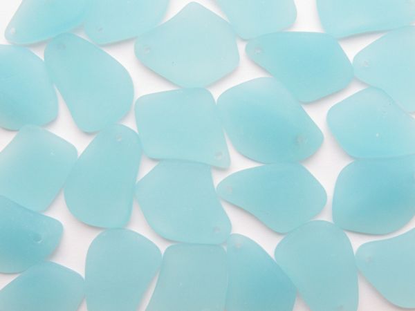 Bead Supplies - Cultured Sea Glass PENDANTS 1" Opaque Seafoam Pale Blue Top Drilled pendant for making jewelry