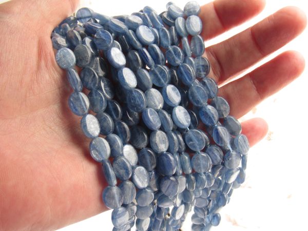 A Grade KYANITE BEADS 10x8mm Oval Natural Blue gemstone bead supply for making jewelry