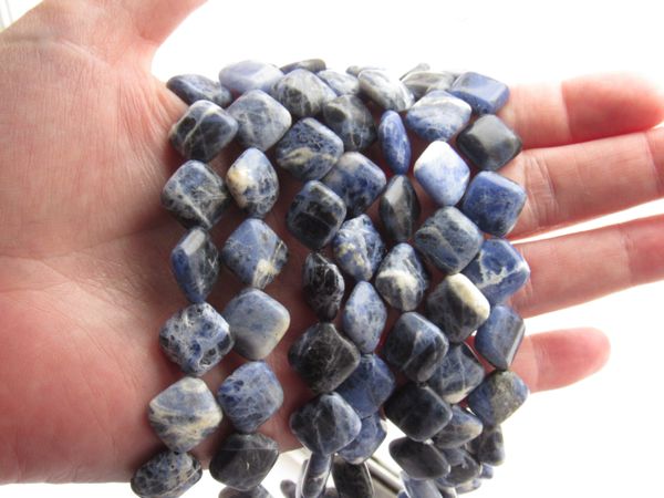 Sodalite BEADS 12mm Square diagonal drilled natural blue Gemstone bead supply for making jewelry