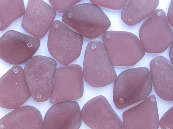Cultured Sea Glass PENDANTS 1" Freeform Medium Amethyst Purple Top Drilled for making jewelry bead supply