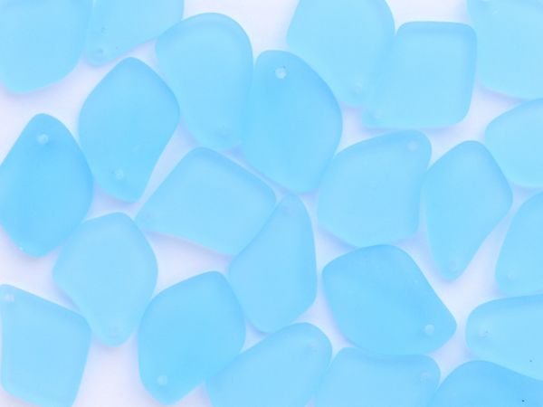 bead supply Cultured Sea Glass PENDANTS 1" Aqua Blue free form Turquoise Bay aqua blue Top Drilled making jewelry