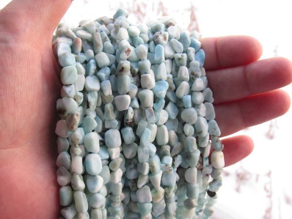 Bead Supply LARIMAR BEADS 5-11 x 5-7mm Nugget freeform pale blue gemstone for making jewelry