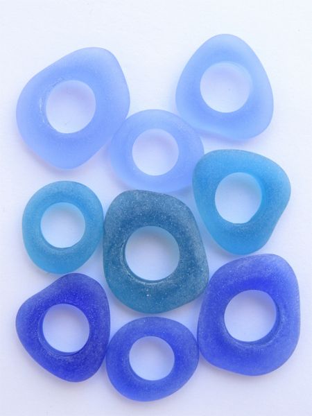 Fancy Glass Ring PENDANTS free form frosted Rings Assorted Dark Blue for making jewelry