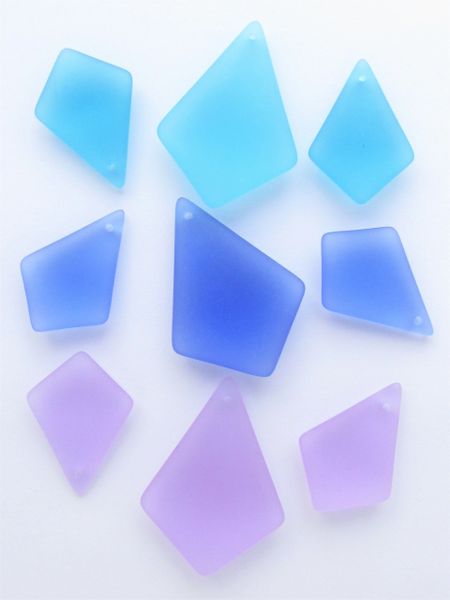Cultured SEA GLASS PENDANTS Assorted 36x26mm 28x20mm necklace & earrings set bead supply for making jewelry