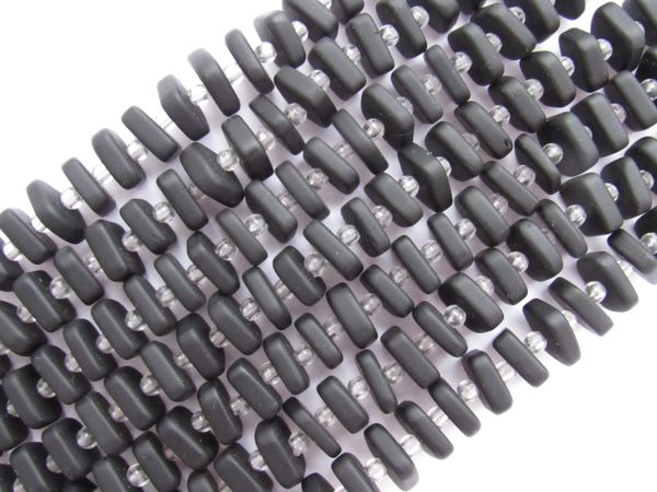 Black Frosted Glass BEADS 8x9mm Stacking Square Spacer bead supply for making jewelry