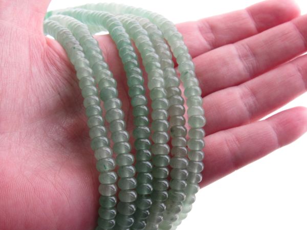 Aventurine BEADS 6x4mm Natural Light GREEN 6mm Rondelles smooth polished gemstone bead supply