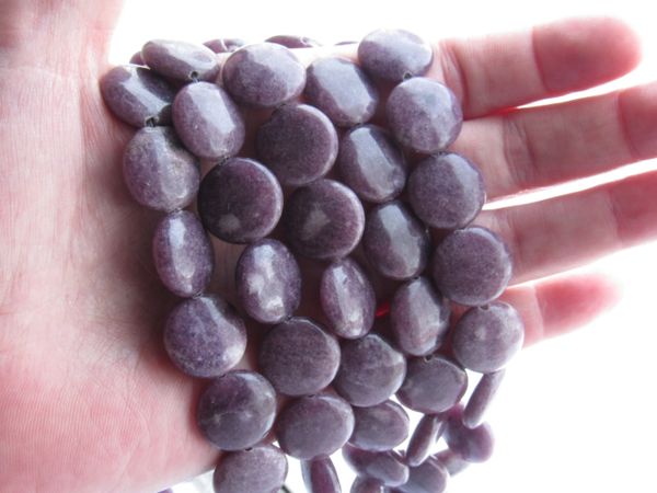 Natural Lepidolite Beads 16mm coin bead purple gemstone supply for making jewelry