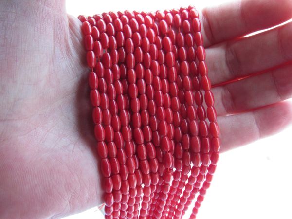 Genuine Red Coral BEADS 7x4mm barrel smooth polished accent bead for making jewelry