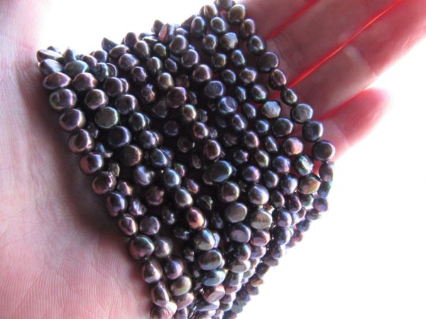Cultured Freshwater PEARLS BEADS 6mm Potato Rich Copper Purple Multi color strands for making jewelry