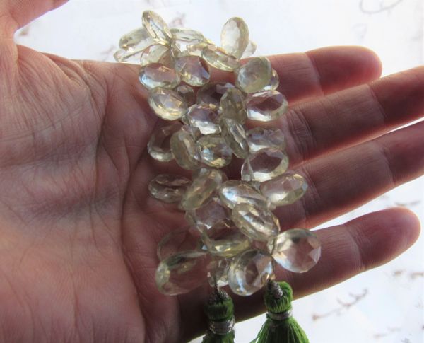 GREEN AMETHYST OVAL / NUGGETS 10" strand 22 beads approx 9x11mm 