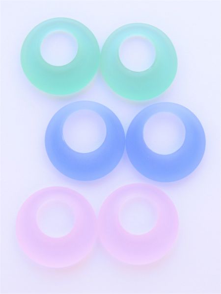 Cultured Sea Glass RING PENDANTS 28mm assorted Pairs bead supply for making jewelry