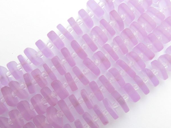 Cultured Sea glass BEADS Square Spacer 8x9mm Periwinkle Light PURPLE stacking bead supply for making jewelry